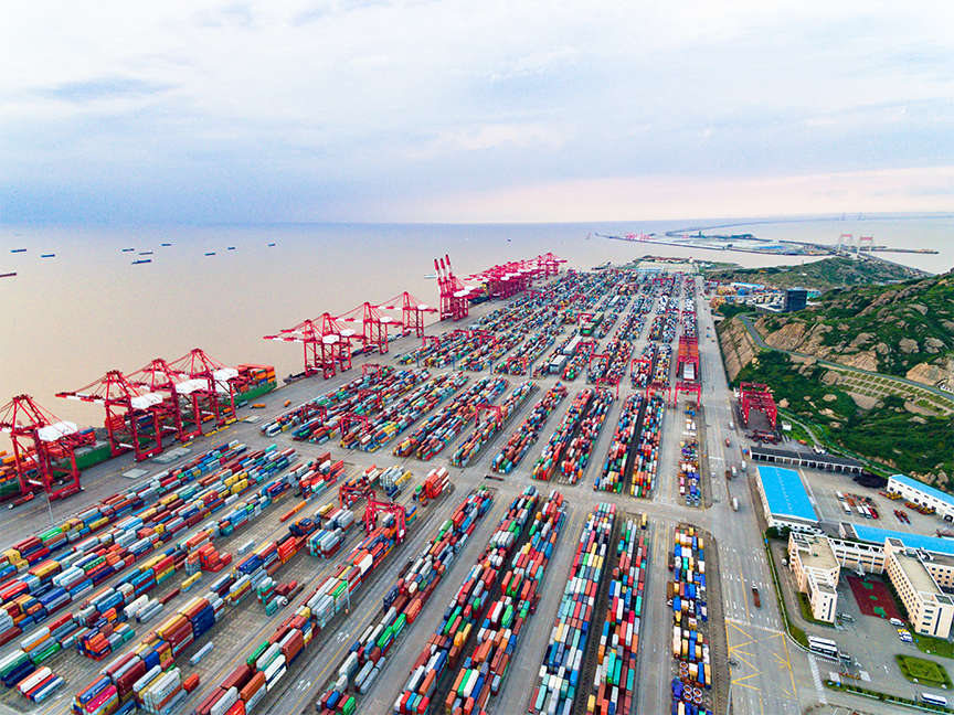 An aerial view of the Port of Shanghai in Shanghai, China. Photo: Getty.
