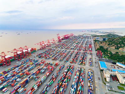 An aerial view of the Port of Shanghai in Shanghai, China. Photo: Getty.