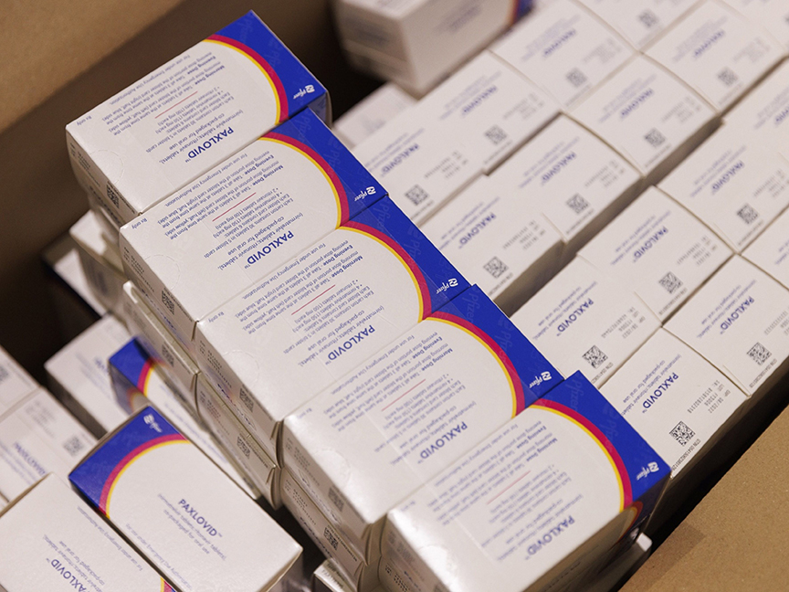 Boxes of Pfizer Inc.’s Paxlovid antiviral medication. Photo: Bloomberg.