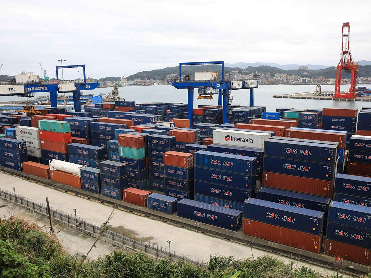 Shipping containers stacked at the Port of Keelung in Keelung, Taiwan. Photo: Bloomberg.