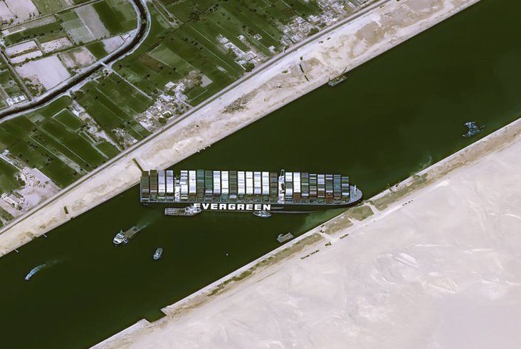 Aerial Photo Of The Container Ship Ever Given Blocking The Suez Canal Old