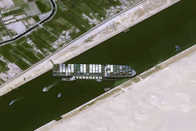 Aerial Photo Of The Container Ship Ever Given Blocking The Suez Canal Old