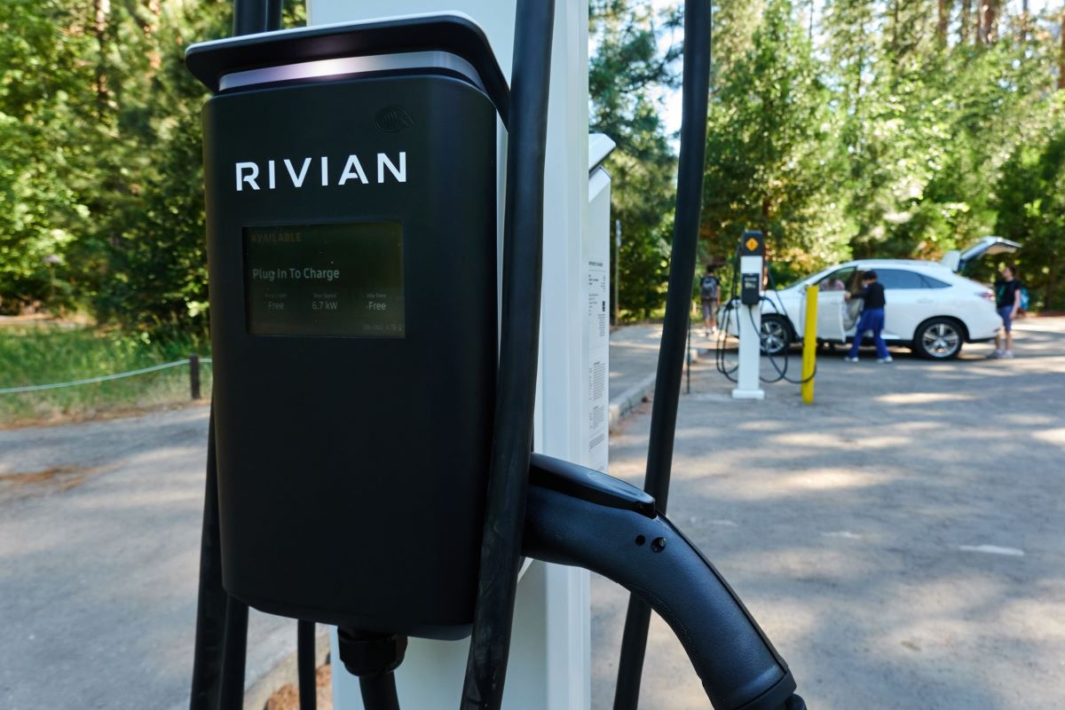 A Rivian charging station. Photo: Bloomberg