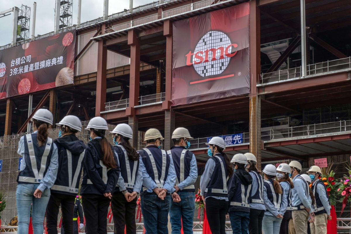 A ceremony at Taiwan's TSMC’s Tainan campus on December 29. Photo: Bloomberg