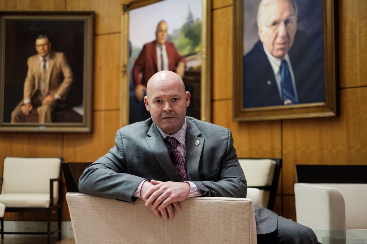 Sean O’Brien, president of the Teamsters, at the union’s headquarters in Washington, DC, in March 2022. Photo: Bloomberg