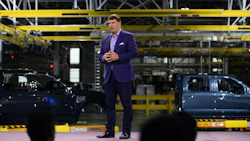 Jim Farley speaks during a launch event for the 2022 Ford F-150 Lightning all-electric truck. Photo: Bloomberg