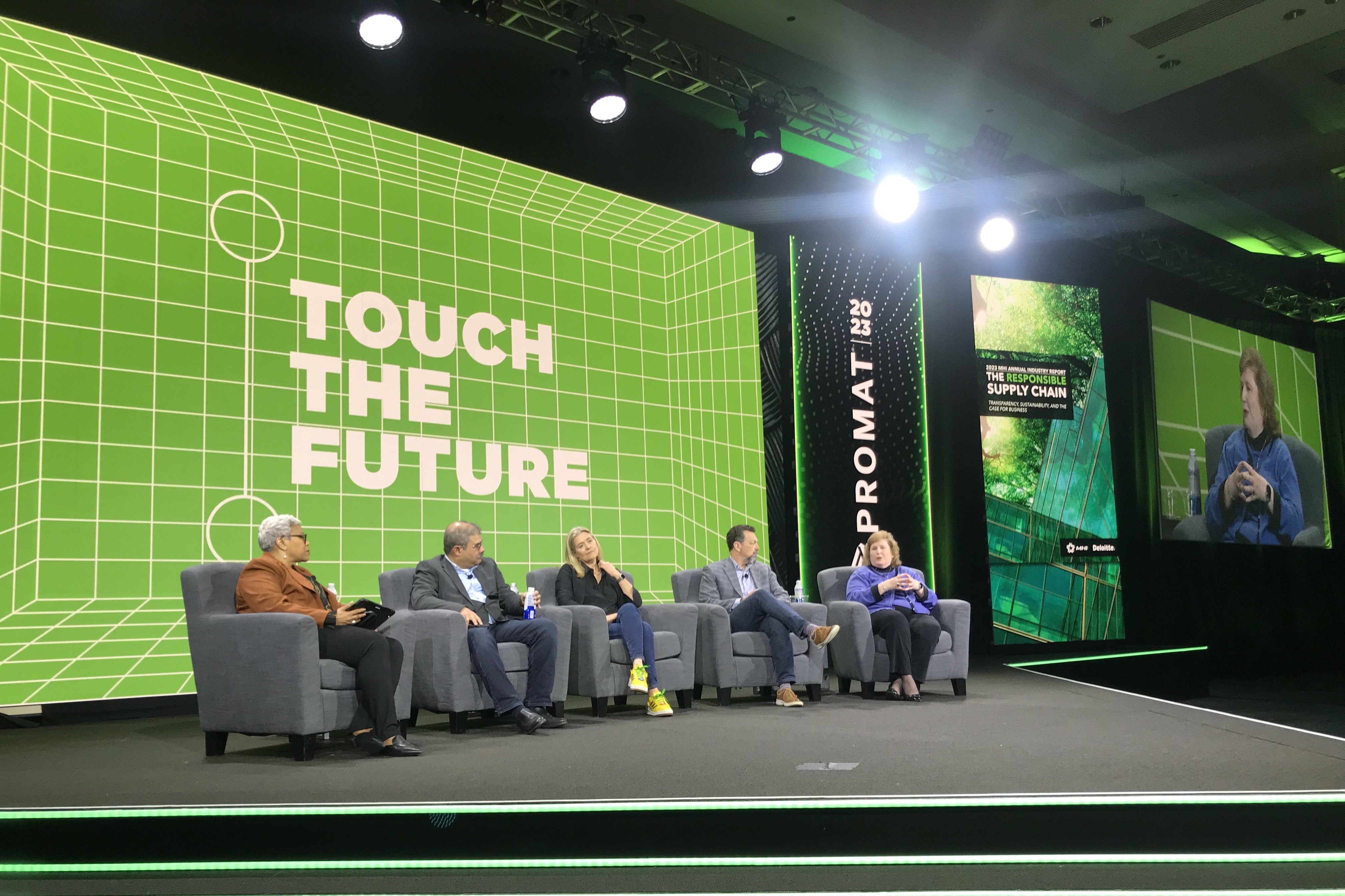 The MHI panel discussion March 22 at ProMat 2023 in Chicago. Photo: Helen Atkinson
