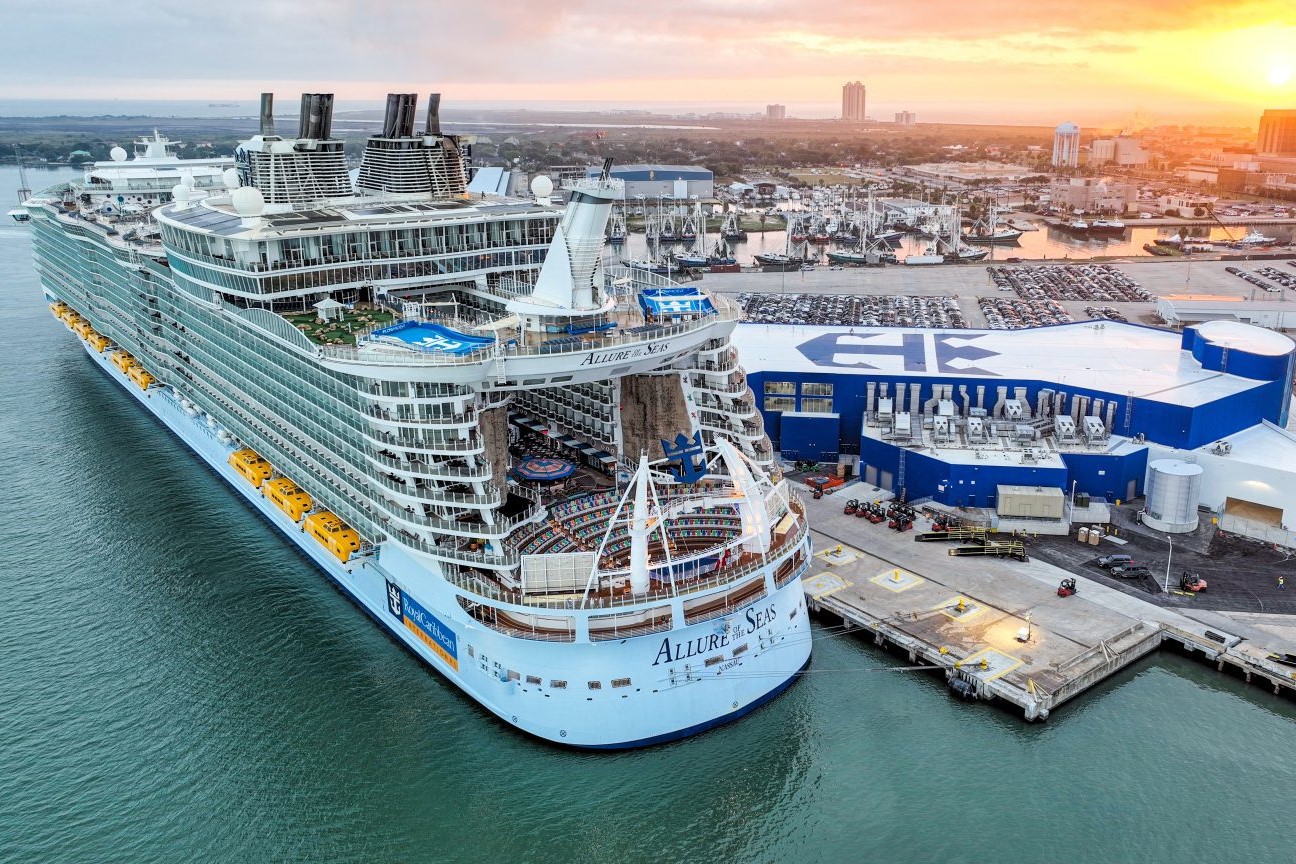 Galveston Cruise Terminal with the Allure of the Seas docked. Ceres is a 50-50 partner in the terminal with Royal Caribbean. Photo: Royal Caribbean International.