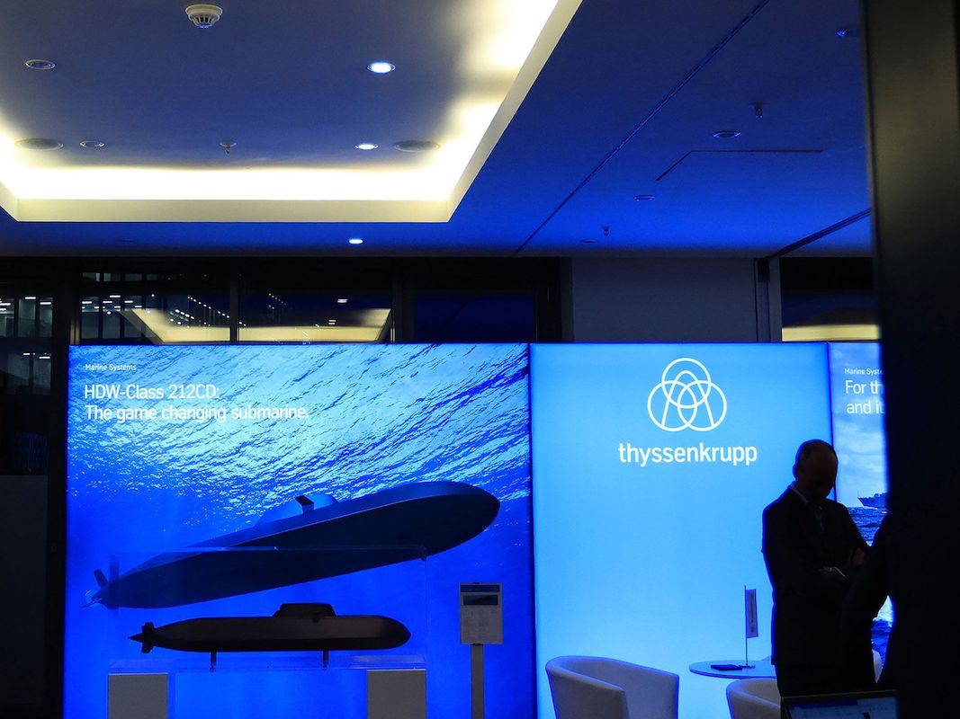 Thyssenkrupp Marine Systems exhibit at the Berlin Security Conference in Berlin, Germany on Nov. 30, 2022. Photo: Bloomberg