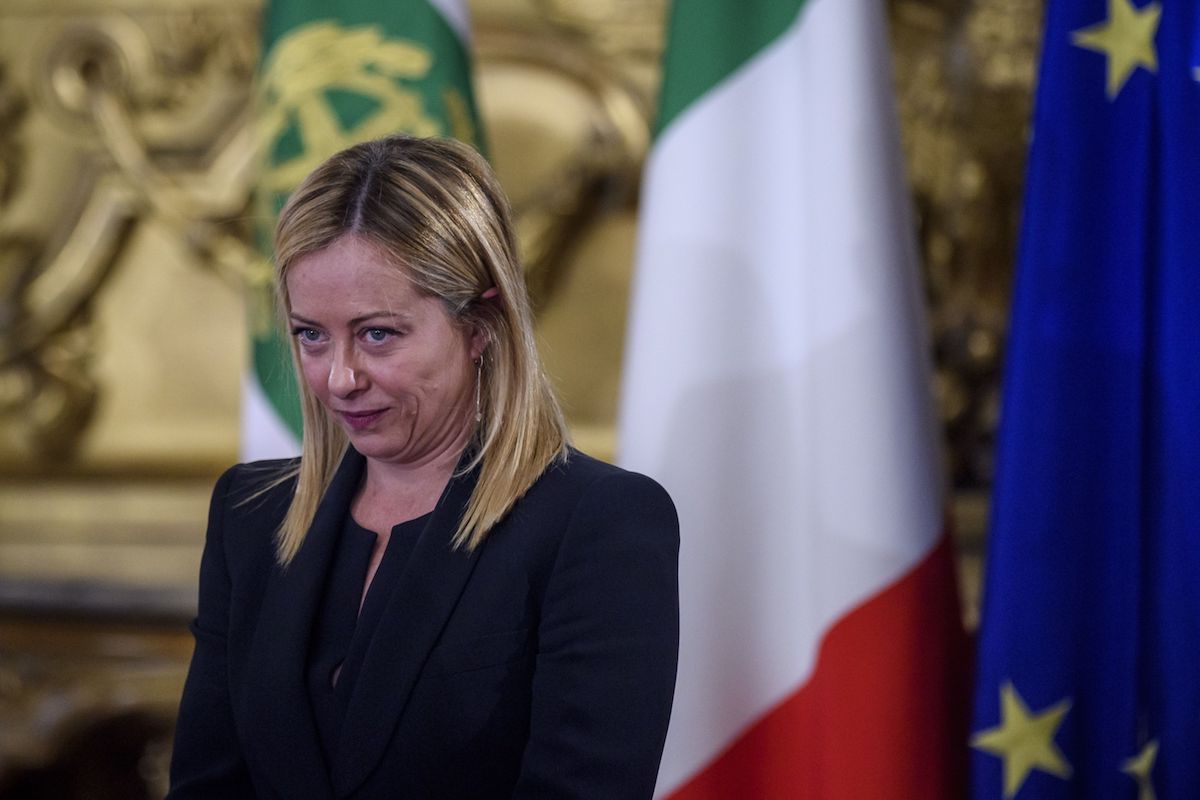 Italian Prime Minister Giorgia Meloni attends the swearing-in ceremony at the Quirinal Palace on October 22, 2022, in Rome, Italy. (Photo: Bloomberg/Antonio Masiello/Getty Images)