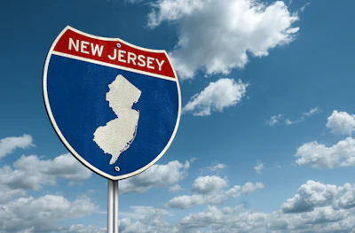 New Jersey map - Interstate road sign. Photo: iStock.com/gguy44