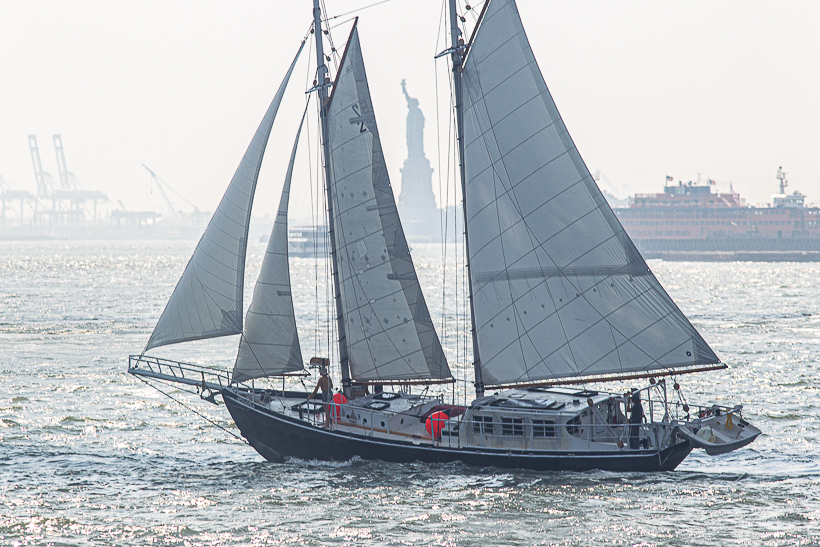 Schooner Apollonia sails across New York Harbor. Photo: Center for Post Carbon Logistics