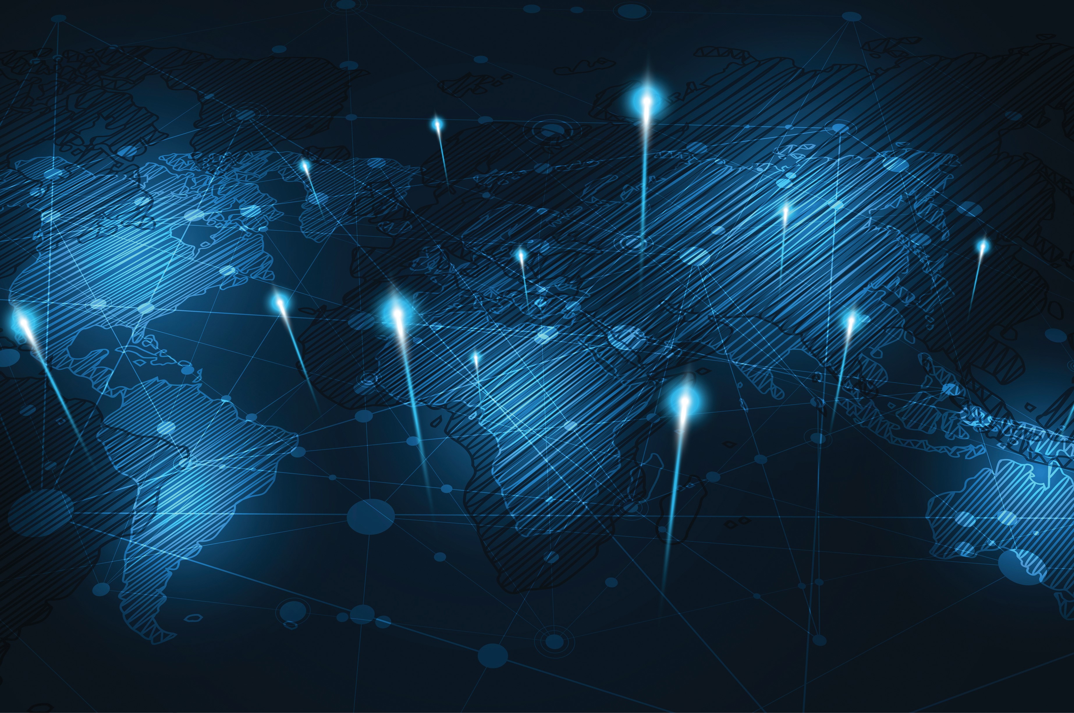 Global network connection World map abstract technology background global business innovation concept