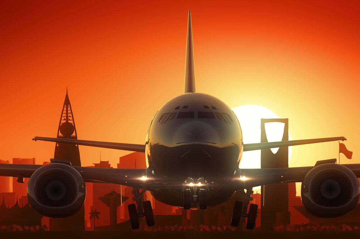 A plane takes off at Riyadh airport. Photo: iStock.com/Ankabala