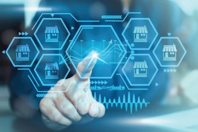 Franchise business e-commerce online e-marketplace or digital marketing branch expansion for growth or use technology to analyze product consumer data website management plan for sale service concept.