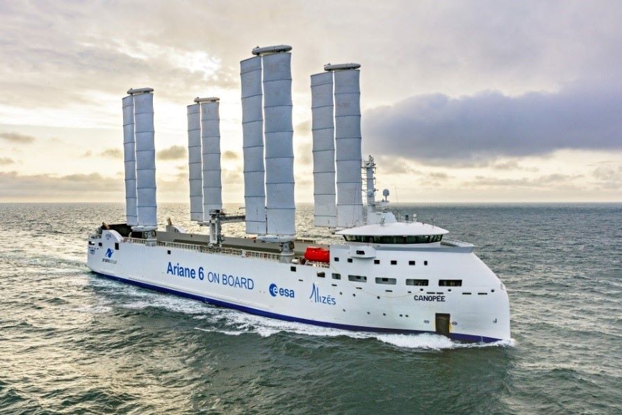 Canopée, equipped with collapsible wings, combines diesel propulsion and wind assistance. Photo: International Windship Association