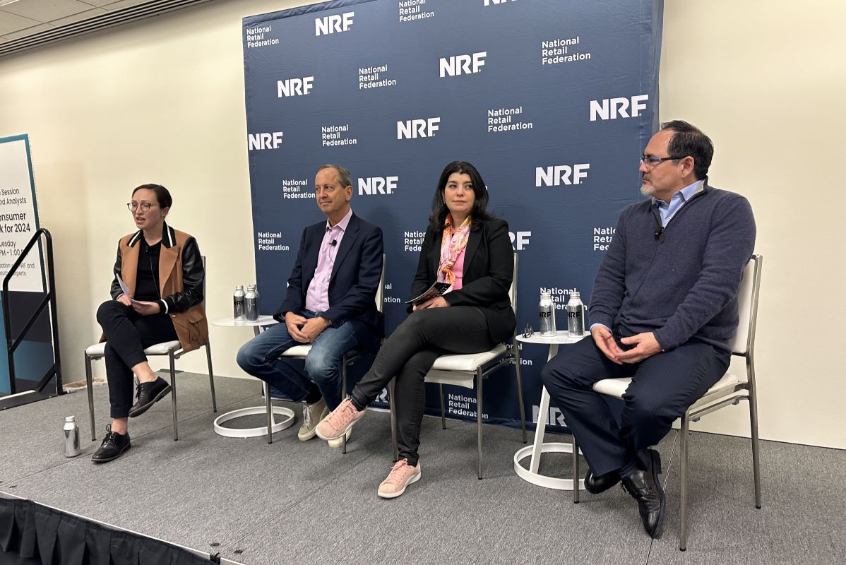 From left to right: Katherine Cullen, NRF; Jonathan Silver, Affinity Solutions; Suzy Davidkhanian, Insider Intelligence & Mark Matthews, NRF. Photo: Helen Atkinson