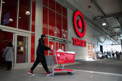A shopper leaves a Target store in New York. Photographer: Michael Nagle/Bloomberg
