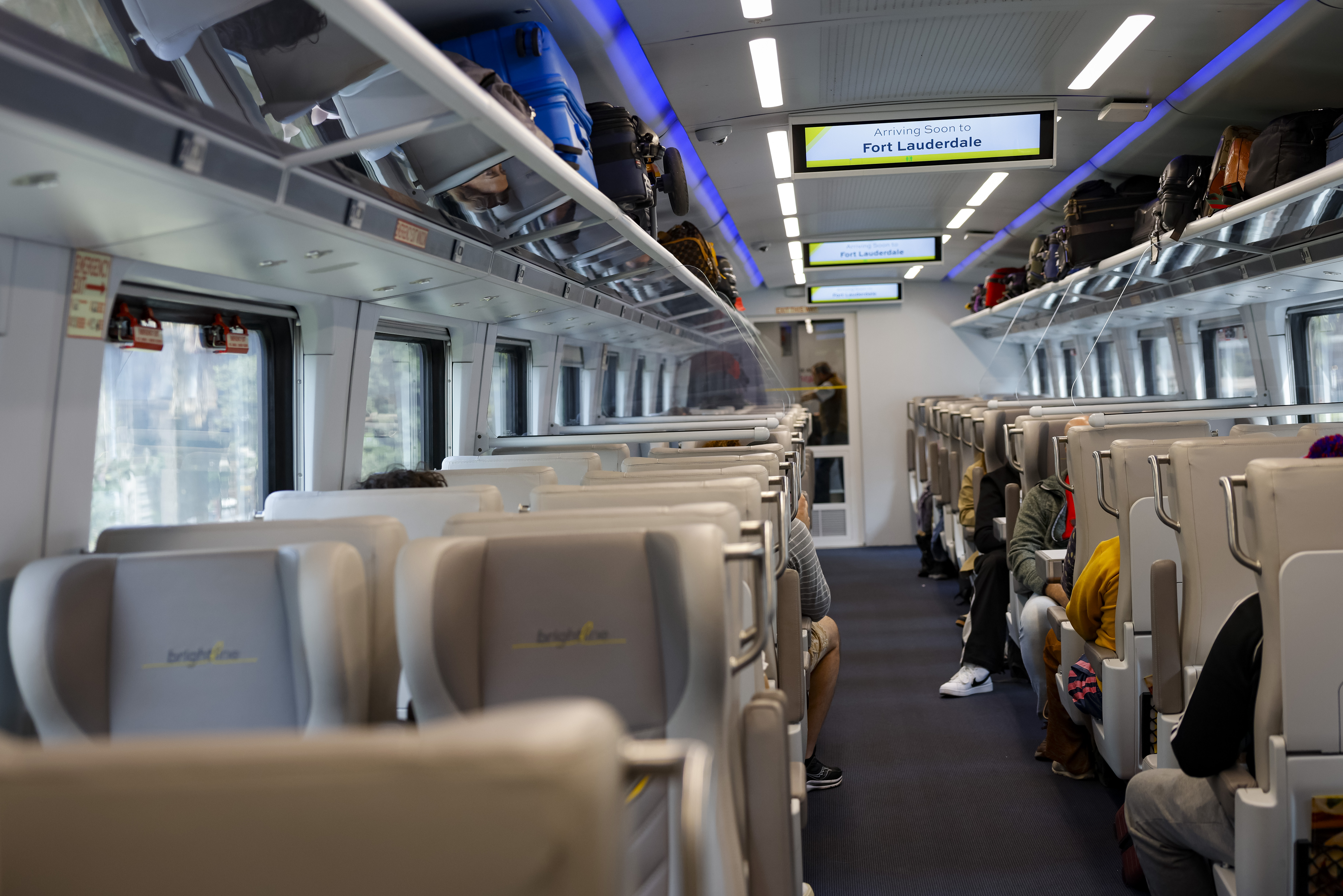 The smart cabin on a Brightline train. Photo: Eva Marie Uzcategu, Bloomberg
