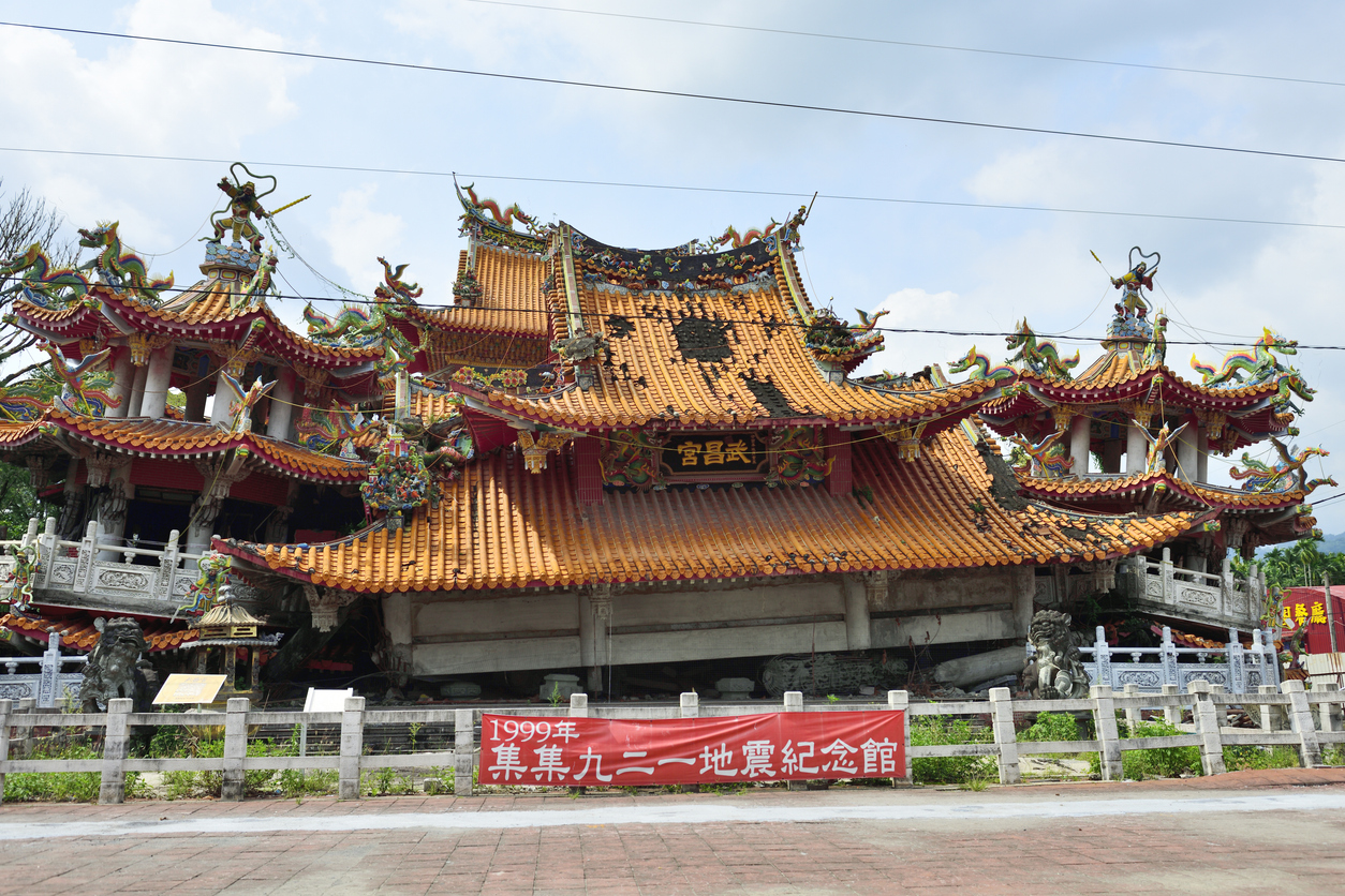 A Buddhist temple destroyed in a 1999 earthquake in Taiwan. Photo: luxiangjian4711, iStock