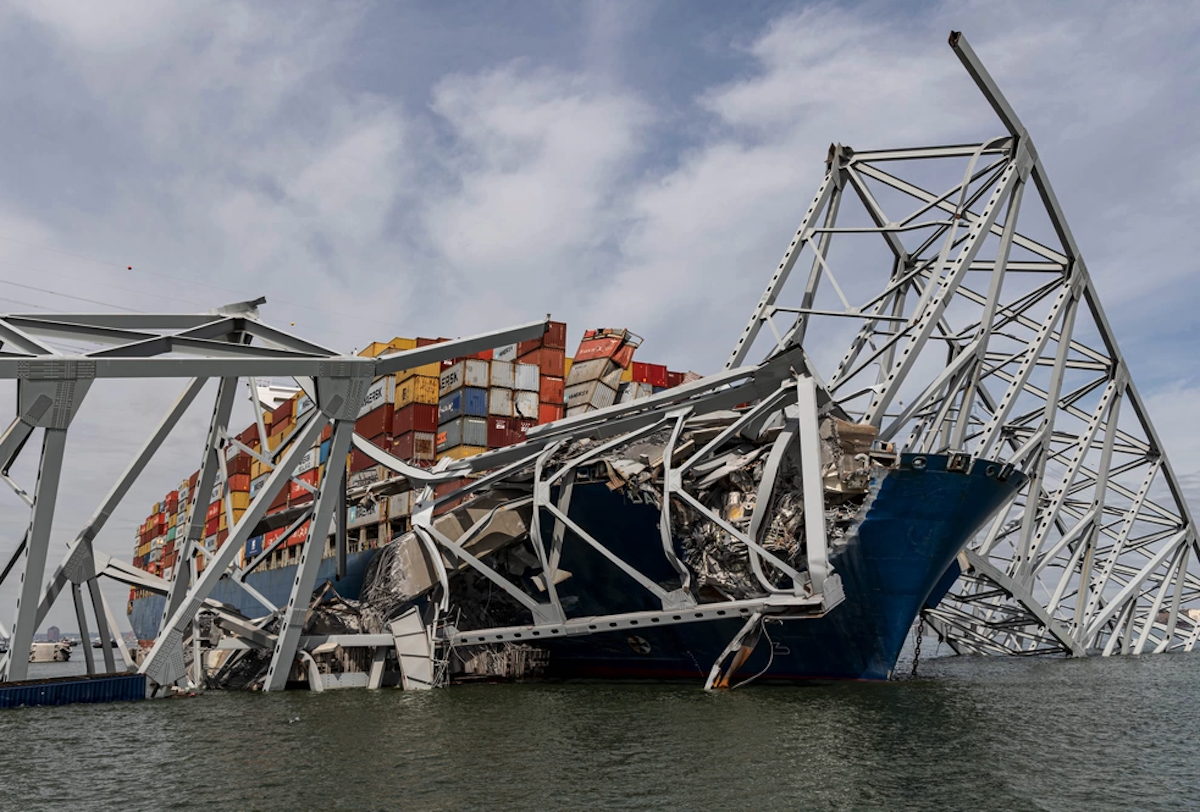 The wreckage of the Dali container ship. Photo: David Adams, U.S. Army Corps of Engineers