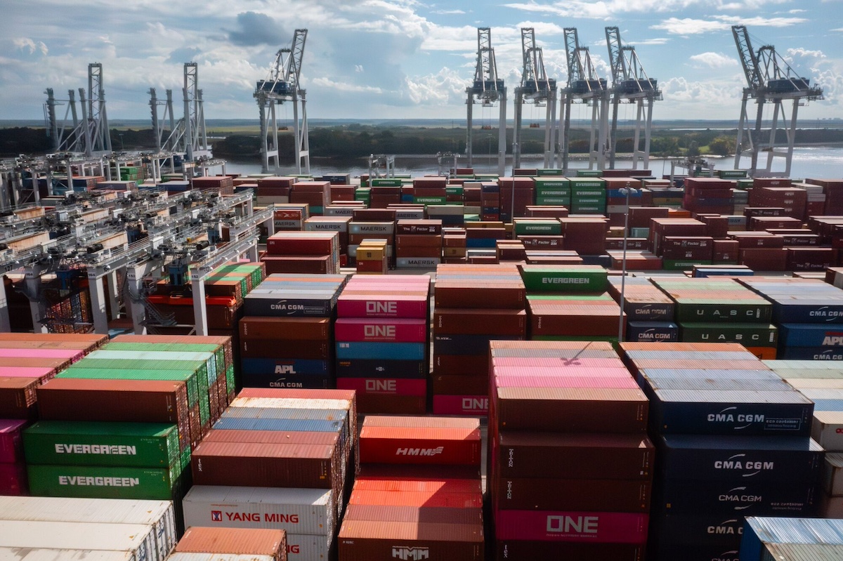 Shipping containers and cranes at the Port of Savannah in Savannah, Georgia, US, on Saturday, Sept. 9, 2023. The US economy has been looking so solid lately that Federal Reserve officials will probably need to double their projection for growth in 2023 when they publish an updated outlook later this month. Photo: Bloomberg
