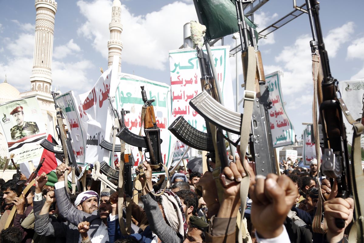 A rally staged against Israel and in solidarity with Palestinians in Sanaa in May 2024. Photo: Bloomberg