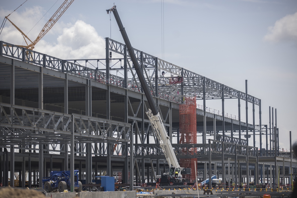 The Hyundai Motor Group Metaplant America (HMGMA) electric-vehicle and battery manufacturing plant under construction in Ellabell, Georgia, US, on Thursday, Aug. 17, 2023. Those in the vicinity of massive EV and battery manufacturing plant projects are bracing for change. Photo: Stephen B. Morton/Bloomberg