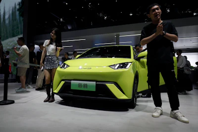 A BYD Co. Seagull electric vehicle at the Shanghai Auto Show. Photo: Qilai Shen/Bloomberg