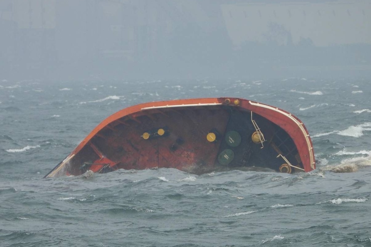 The MT Terra Nova as it sank into the waters of Manila Bay on July 25. Photo: Philippine Coast Guard