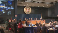 Boeing and SpiritAerosystems executives testifying in front of the National Transportation Safety Board on August 6. Photo: CSPAN