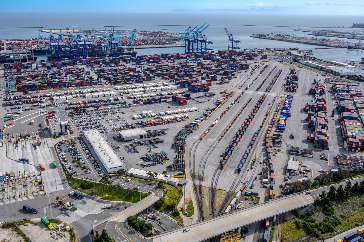 Fenix Marine Services (FMS) container terminal in the Port of Los Angeles, Feb. 2023. Photo: Port of Los Angeles.