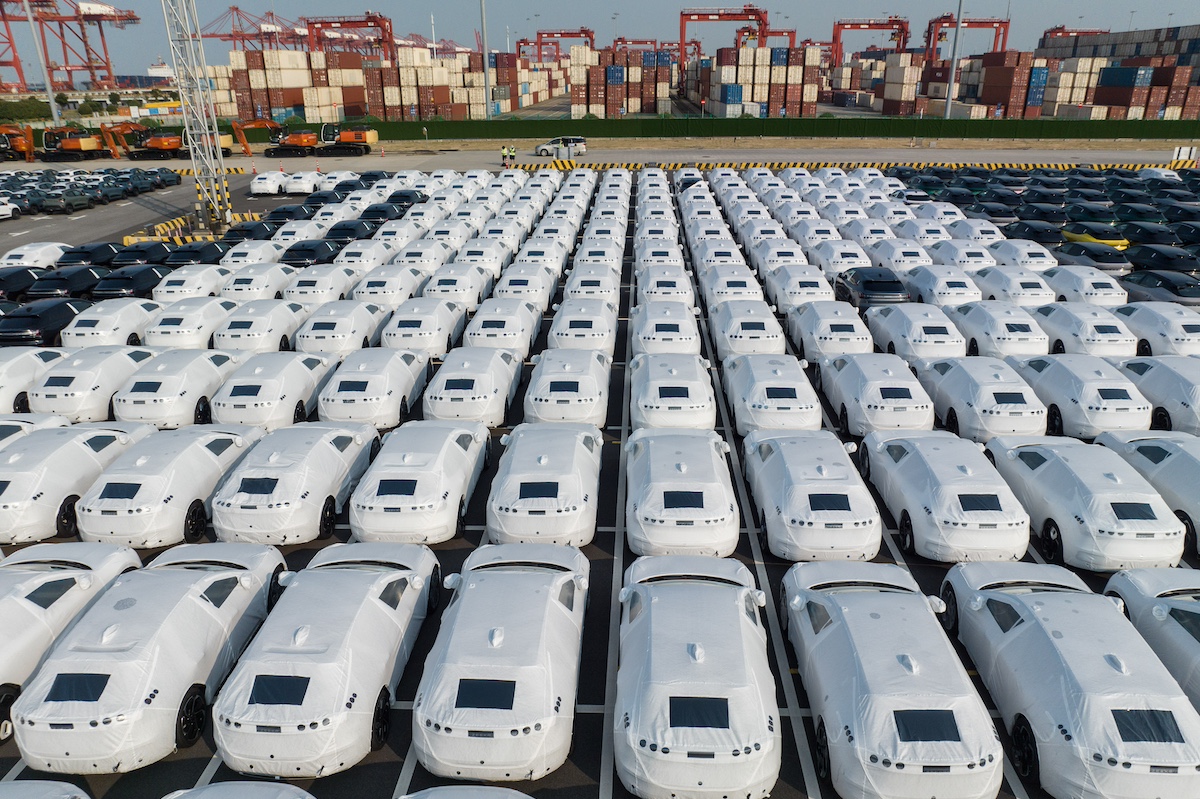 Geely Automobile Holdings Ltd.'s Zeekr electric vehicles bound for shipment to Europe at the Port of Taicang in Taicang, China. Photo: Bloomberg