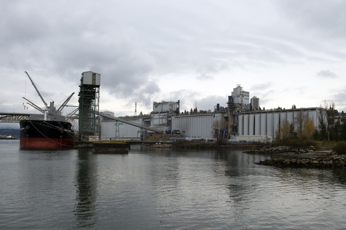 The Viterra Cascadia Terminal, a grain elevator and export facility, in Vancouver, British Columbia, Canada, on Saturday, Nov. 20, 2021. Photographer: Taehoon Kim/Bloomberg