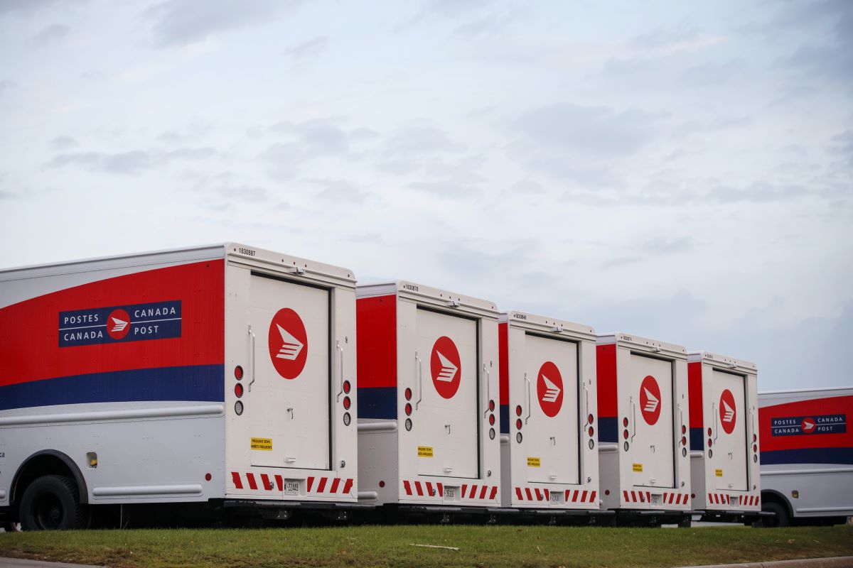 Canada Post Corp. mail delivery trucks. Photo: Bloomberg