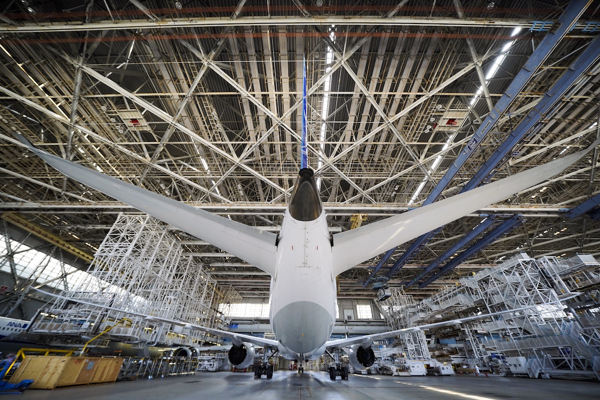 A Boeing Co. 787 Dreamliner aircraft operated by All Nippon Airways Co. (ANA) under maintenance in ANA's hanger at Haneda Airport in Tokyo, Japan, on Tuesday, April 27, 2021. ANA is scheduled to release earnings results on April 30. Photographer: Toru Hanai/Bloomberg