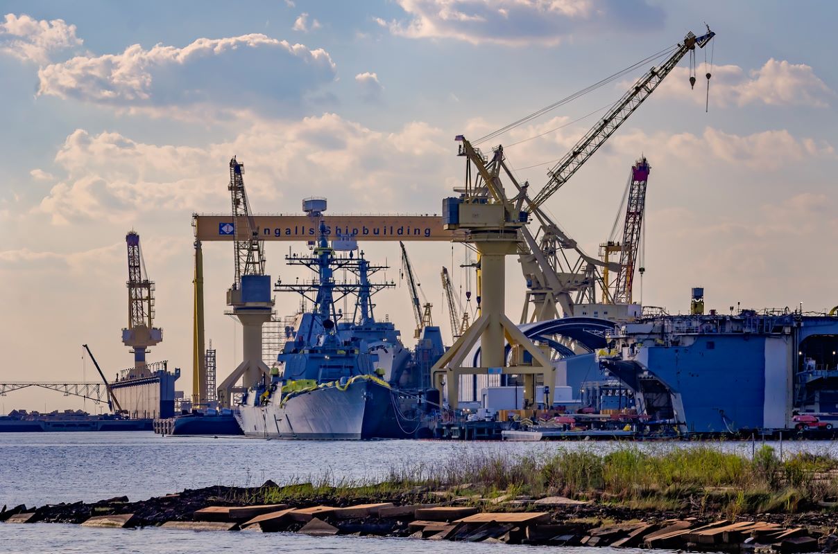 Guided missile destroyer Ted Stevens (DDG 128) at Ingalls Shipbuilding in Pascagoula, Miss. Photo: iStock/Carmen K Sisson
