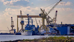 Guided missile destroyer Ted Stevens (DDG 128) at Ingalls Shipbuilding in Pascagoula, Miss. Photo: iStock/Carmen K Sisson