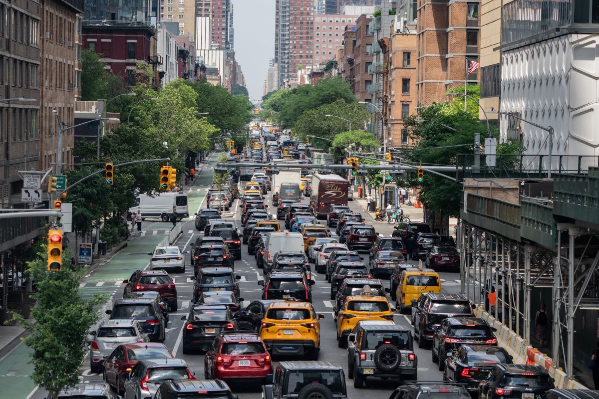 Traffic on 10th Avenue in Manhattan in 2024. Photographer: Jeenah Moon/Bloomberg
