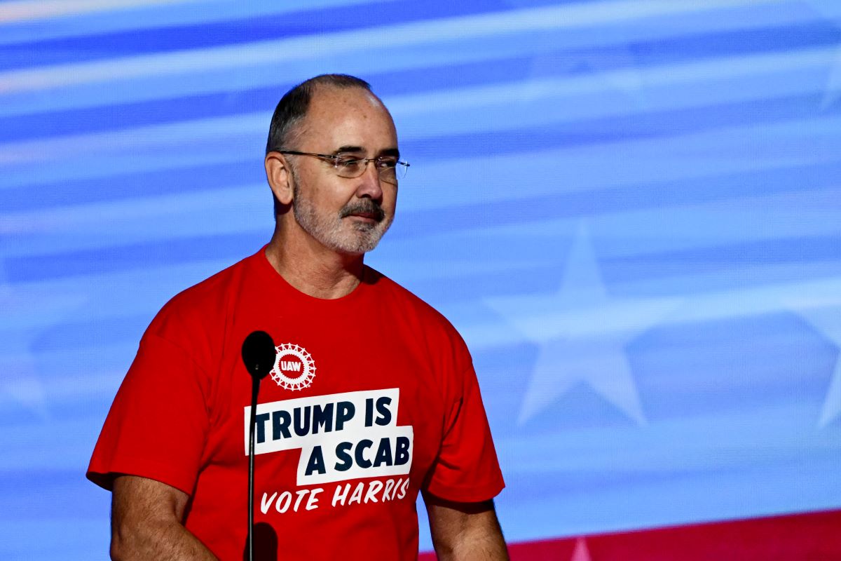 President of the United Auto Workers Shawn Fain. Photographer: David Paul Morris/Bloomberg