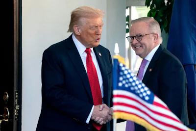 U.S. President Donald Trump, left, and Anthony Albanese, Australia’s prime minister. Photo: Bloomberg