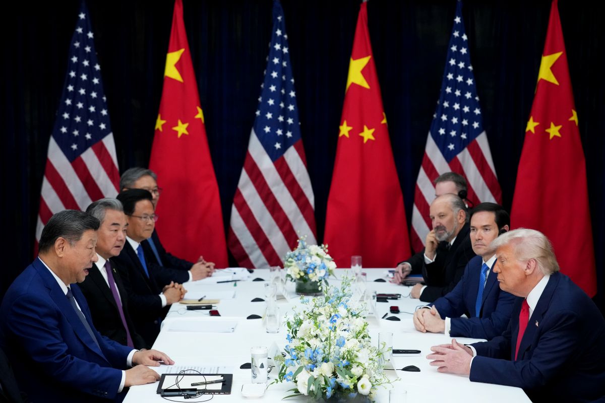 Xi Jinping and Donald Trump during a bilateral meeting in Busan on Oct. 30. Photographer: Andrew Harnik/Getty Images