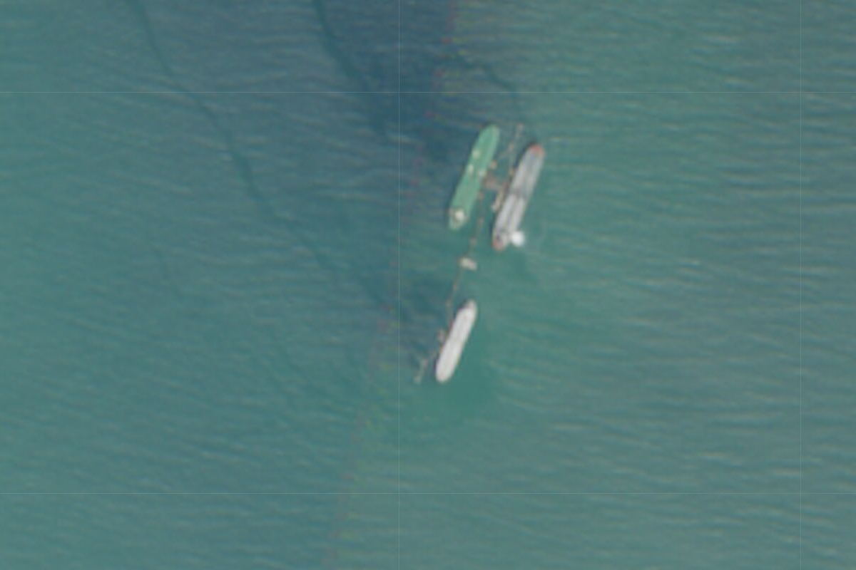 The Skipper, seen here in the top right with other unknown vessels, was docked at an offshore infrastructure at Venezuela's José on November 14. Photo: Bloomberg