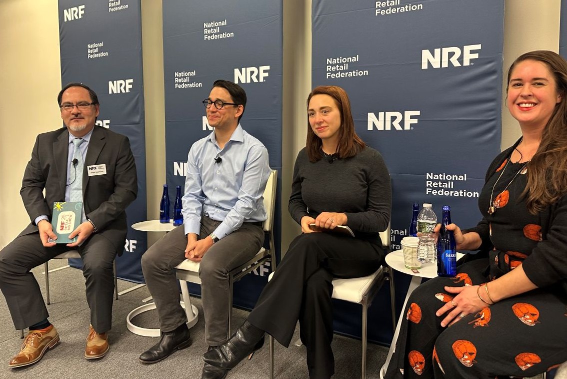 From left to right: Mark Mathews, senior economist, National Retail Federation; Peter Volberding, senior director, data analytics at Pyxis by Bain & Company; Maria Arand, director, office of the customer at 84.51°, a subsidiary of Kroger; and MaryLeigh Bliss, chief content officer at YPulse. Photo: Helen Atkinson