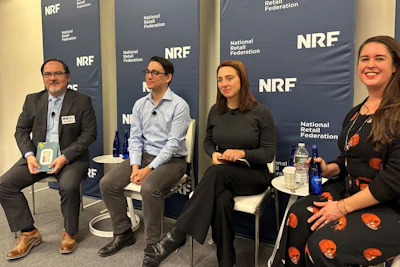 From left to right: Mark Mathews, senior economist, National Retail Federation; Peter Volberding, senior director, data analytics at Pyxis by Bain & Company; Maria Arand, director, office of the customer at 84.51°, a subsidiary of Kroger; and MaryLeigh Bliss, chief content officer at YPulse. Photo: Helen Atkinson