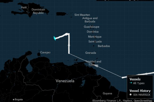 Map of Sea Maverick tanker. Source: Bloomberg