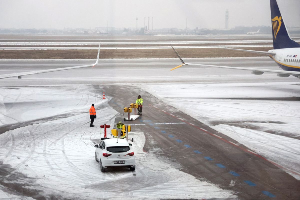 An ice-covered runway at Berlin Brandenburg Airport on Feb. 5. Photographer: Maryam Majd/Getty Images