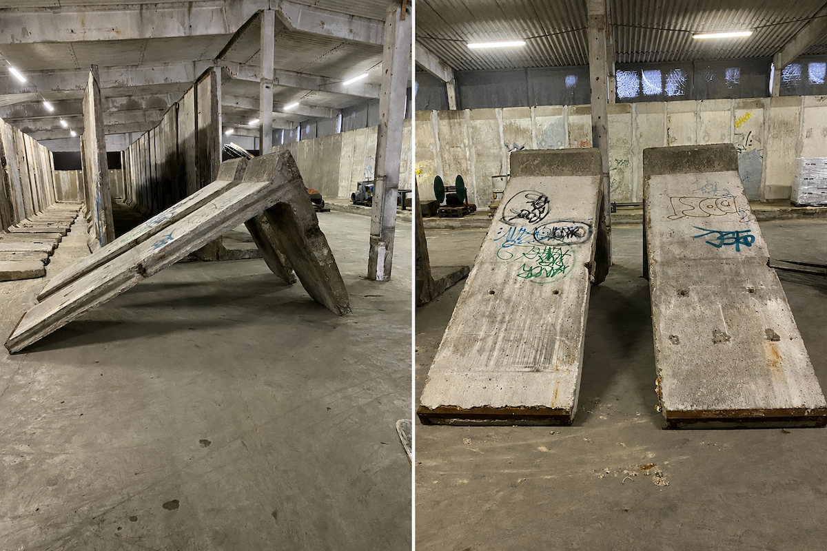 Pieces of the Berlin Wall prepped for transport. Photo courtesy of GEODIS.
