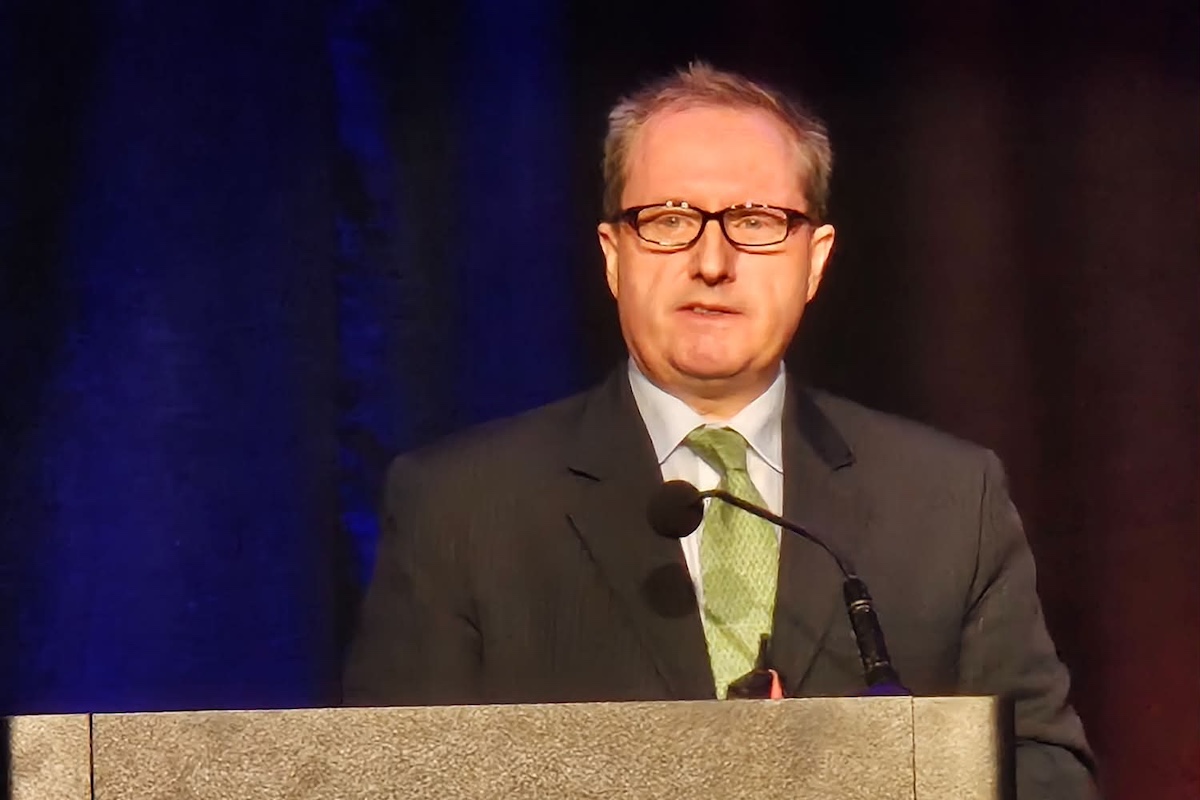 Andrew Matters of IATA addressing the CNS Partnership Conference.