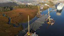 Construction at the Port of Brunswick's new vessel berth. Photo: Georgia Ports Authority